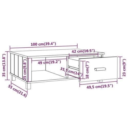 Stolić za kavu HAMAR bijeli 100x55x35 cm od masivne borovine Bijela 1 Cijena