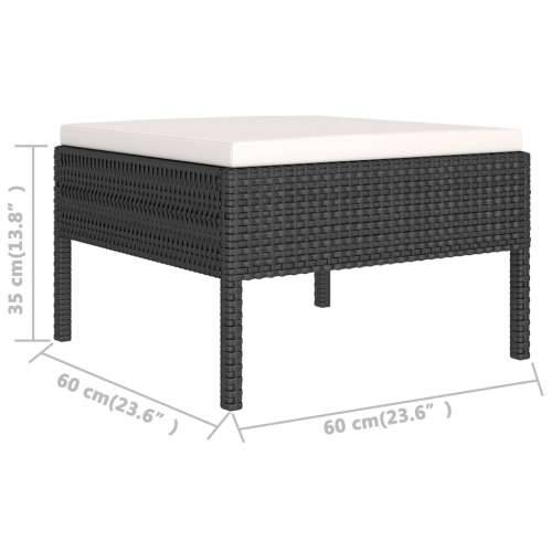 7-dijelna vrtna garnitura od poliratana s jastucima crna - 2x kutna + 2x srednja + 2x tabure + stol 1 Cijena