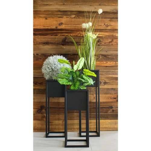 H&S Collection posuda za cvijeće na stalku metalna crna 50 cm - 21 x 21 x 50 cm 1 Cijena