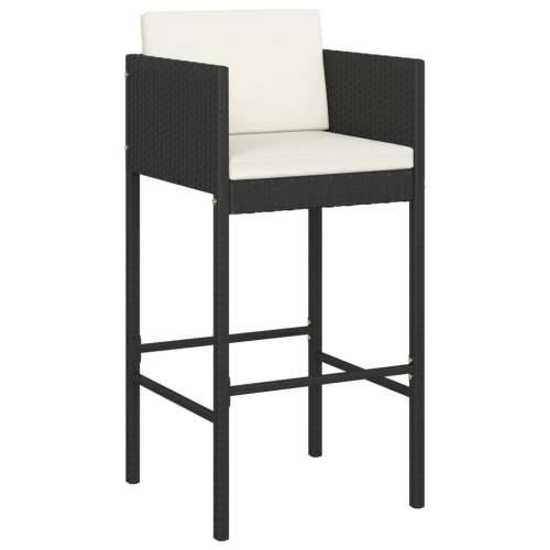 5-dijelni vrtni barski set od poliratana s jastucima crni - Crna 80 x 80 x 110 cm 4 Cijena
