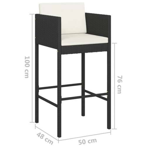 5-dijelni vrtni barski set od poliratana s jastucima crni - Crna 80 x 80 x 110 cm 4 Cijena