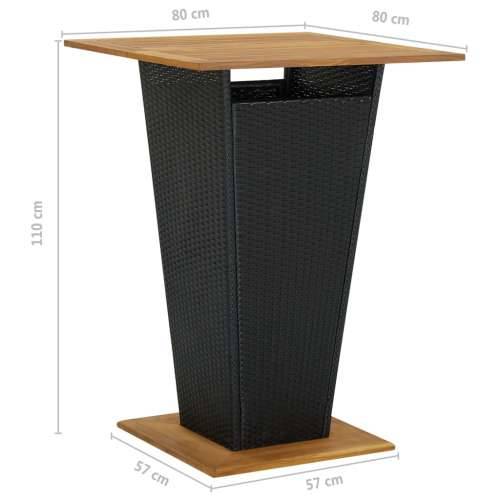5-dijelni vrtni barski set od poliratana s jastucima crni - Crna 80 x 80 x 110 cm 4 Cijena