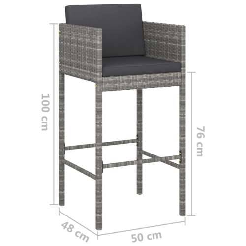 5-dijelni vrtni barski set od poliratana s jastucima sivi - Siva 80 x 80 x 110 cm 4 Cijena