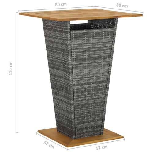 5-dijelni vrtni barski set od poliratana s jastucima sivi - Siva 80 x 80 x 110 cm 4 Cijena
