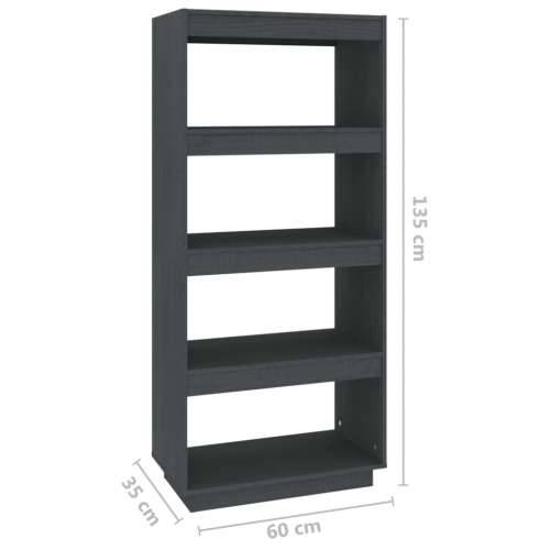 Ormarić za knjige / pregrada sivi 60x35x135 cm od borovine - Siva 1 135 cm 60 cm Cijena