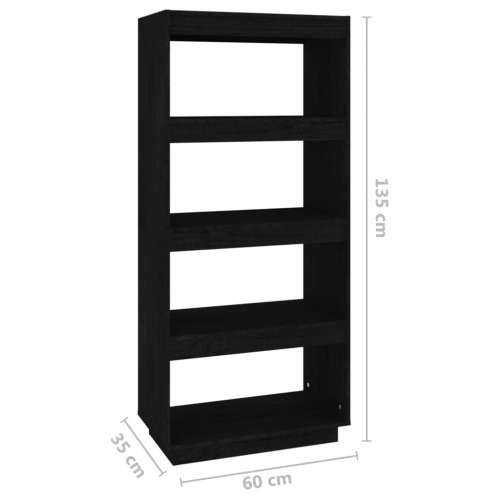 Ormarić za knjige / pregrada crni 60x35x135 cm od borovine - Crna 1 135 cm 60 cm Cijena