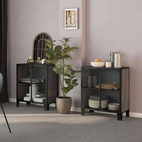 Ormarići za pohranu 2 kom sivi 72x36x82 cm od metala i MDF-a - Siva 2 1 Cijena