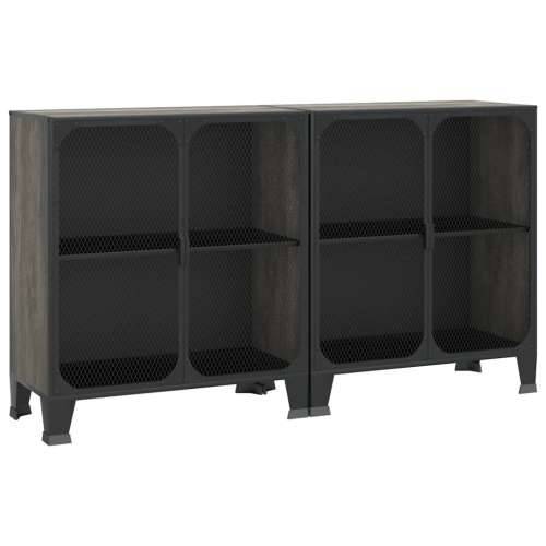 Ormarići za pohranu 2 kom sivi 72x36x82 cm od metala i MDF-a - Siva 2 1 Cijena