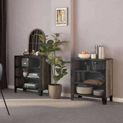 Ormarići za pohranu 2 kom sivi 72x36x82 cm od metala i MDF-a - Siva 2 1 Cijena