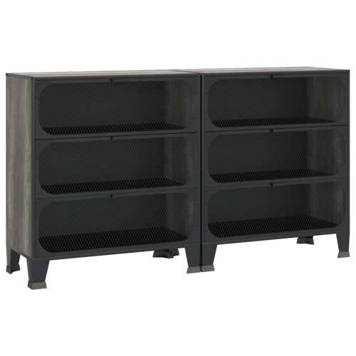 Ormarići za pohranu 2 kom sivi 72x36x82 cm od metala i MDF-a - Siva 2 1 Cijena
