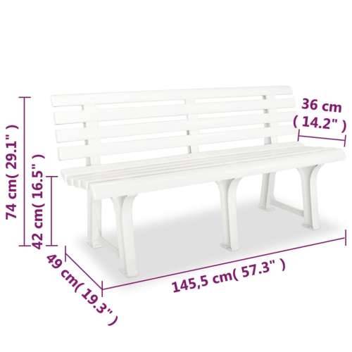 Vrtna klupa 145,5 cm plastična bijela - Bijela 1 2 Cijena