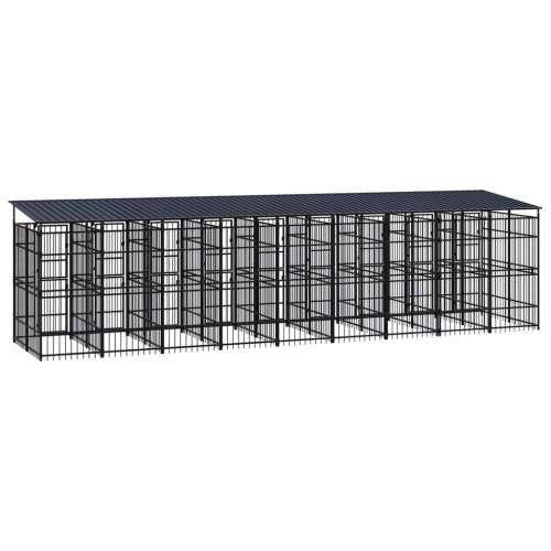 Vanjski kavez za pse s krovom čelični 16,59 m² - 864 x 192 x 200 cm 1 S krovom Cijena