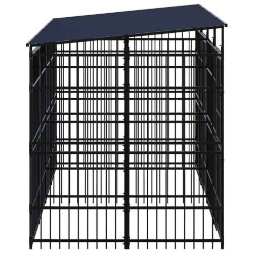 Vanjski kavez za pse s krovom čelični 7,37 m² - 384 x 192 x 200 cm 1 Da Cijena