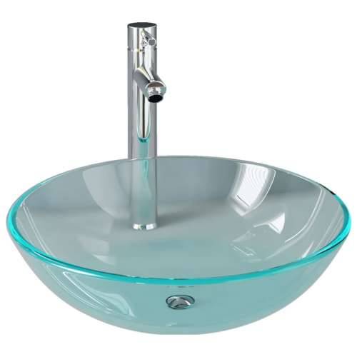 Lavabo - Umivaonik sa slavinom i odvodom od kaljenog stakla prozirni - *Transparent*an Kromirana slavina Cijena