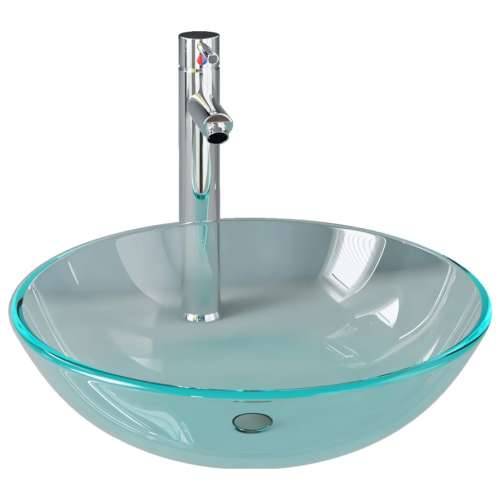 Lavabo - Umivaonik sa slavinom i odvodom od kaljenog stakla prozirni - *Transparent*an Srebrna slavina Cijena