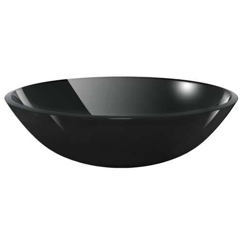 Lavabo - Umivaonik sa slavinom i odvodom crni od kaljenog stakla - Crna Siva slavina Cijena