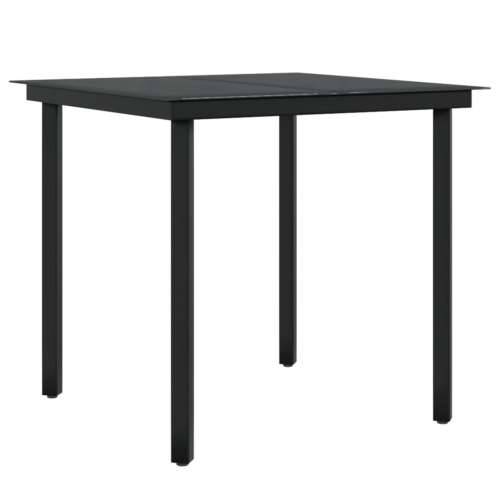 Vrtna garnitura - 3-dijelni vrtni blagovaonski set s jastucima crni - Crna Dužina stola 80 cm 2 Cijena