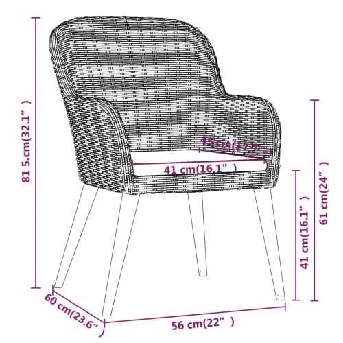 Vrtna garnitura - 3-dijelni vrtni blagovaonski set s jastucima crni - Crna Dužina stola 80 cm 2 Cijena