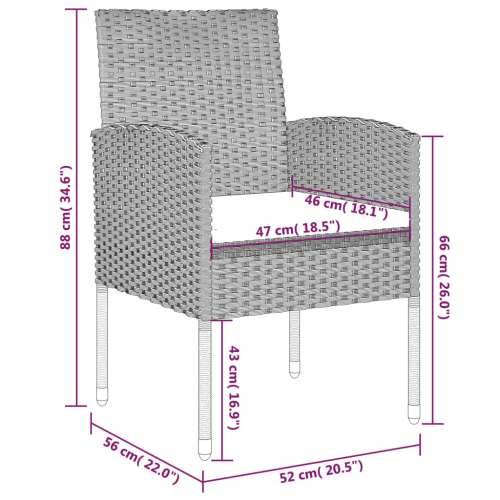 Vrtna garnitura - 5-dijelni vrtni blagovaonski set crni - Crna i siva Dužina stola 80 cm 4 Cijena