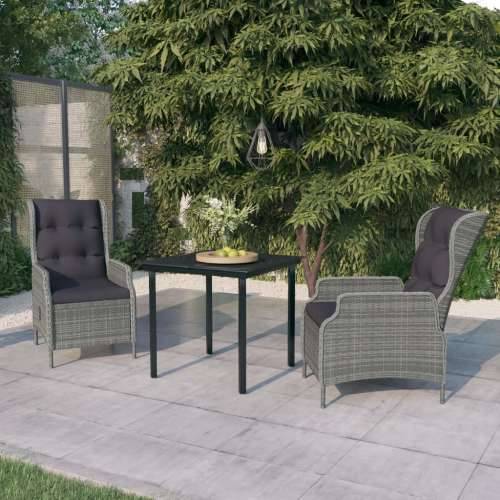 Vrtna garnitura - 3-dijelni vrtni blagovaonski set svjetlosivi - Svjetlosiva Dužina stola 80 cm 2 Cijena