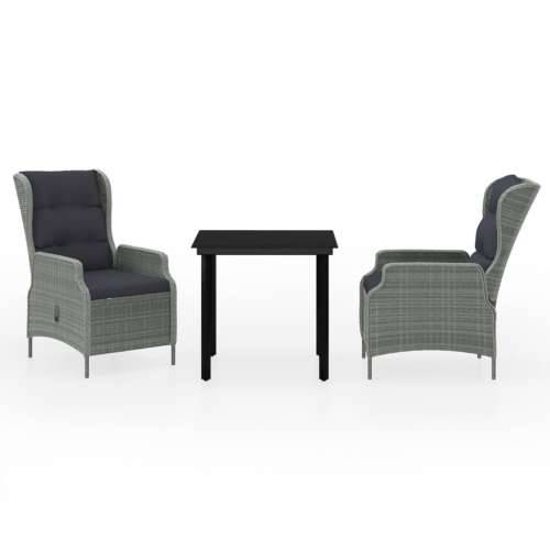 Vrtna garnitura - 3-dijelni vrtni blagovaonski set svjetlosivi - Svjetlosiva Dužina stola 80 cm 2 Cijena