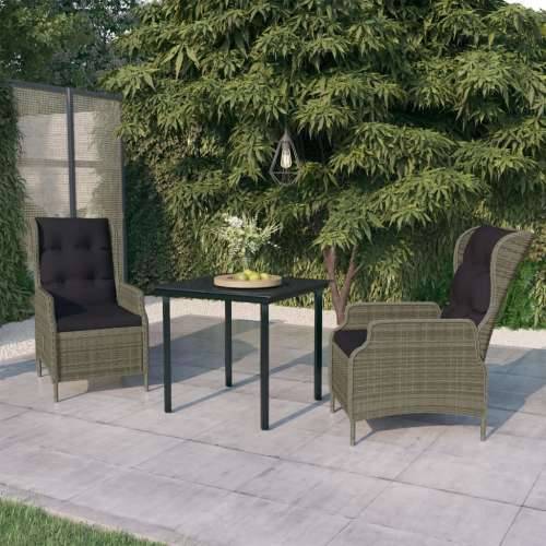 Vrtna garnitura - 3-dijelni vrtni blagovaonski set smeđi - Smeđa Dužina stola 80 cm 2 Cijena