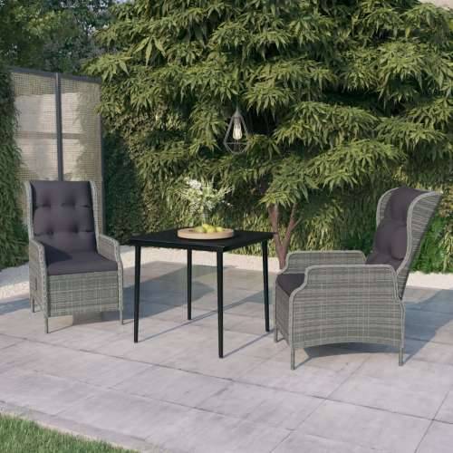 Vrtna garnitura - 3-dijelni vrtni blagovaonski set svjetlosivi - Svjetlosiva Dužina stola 80 cm 2 Cijena
