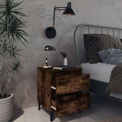 Noćni ormarići s metalnim nogama 2 kom boja hrasta 40x35x50 cm - Dimljeni hrast 2 Cijena
