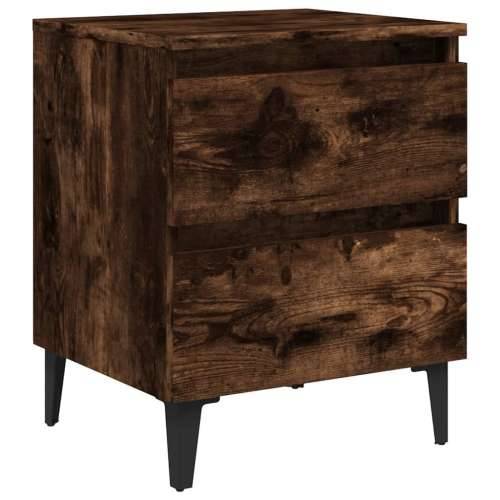 Noćni ormarići s metalnim nogama 2 kom boja hrasta 40x35x50 cm - Dimljeni hrast 2 Cijena