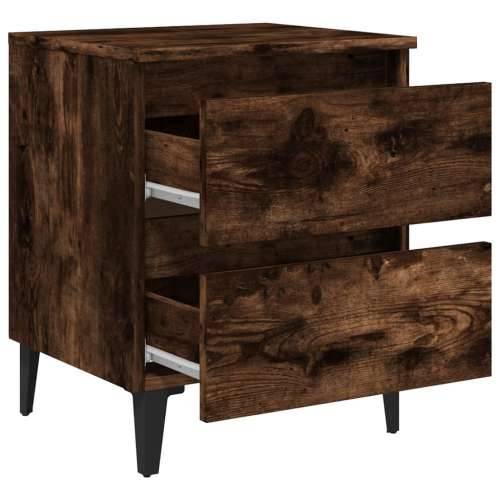 Noćni ormarići s metalnim nogama 2 kom boja hrasta 40x35x50 cm - Dimljeni hrast 2 Cijena