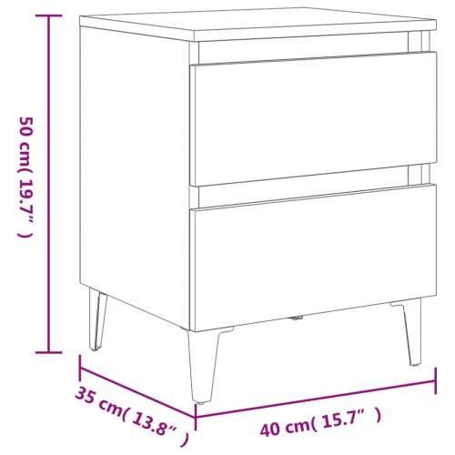 Noćni ormarići s metalnim nogama 2 kom boja hrasta 40x35x50 cm Cijena