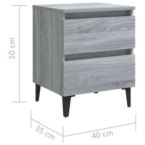 Noćni ormarići s metalnim nogama 2 kom sivi hrast 40x35x50 cm - Sivi hrast sonoma 2 Cijena