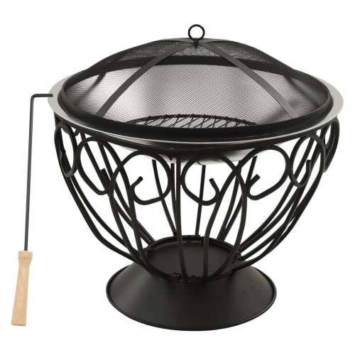 313360 2-in-1 Fire Pit and BBQ with Poker 59x59x60 cm Stainless Steel Cijena