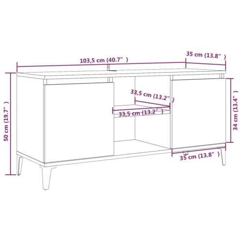 TV ormarić s metalnim nogama boja smeđeg hrasta 103,5x35x50 cm - Smeđi hrast 1 Cijena