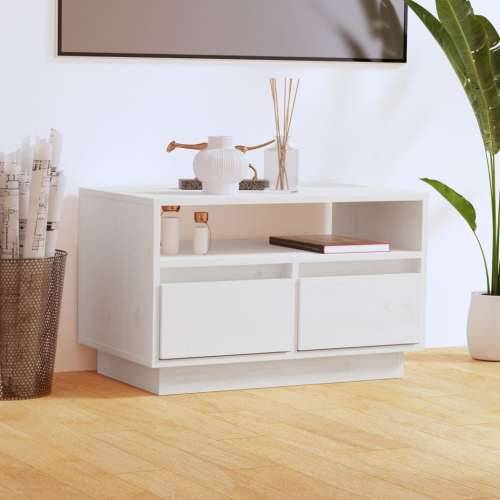 TV ormarić bijeli 60 x 35 x 37 cm od masivne borovine - Bijela 1 Cijena