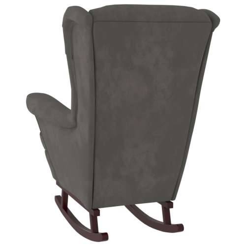 Fotelja za ljuljanje s drvenim nogama tamnosiva baršunasta Cijena