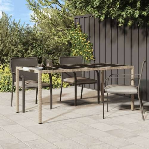 Vrtni stol bež 190 x 90 x 75 cm od kaljenog stakla i poliratana