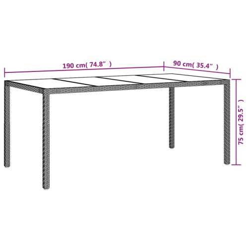 Vrtni stol bež 190 x 90 x 75 cm od kaljenog stakla i poliratana Cijena