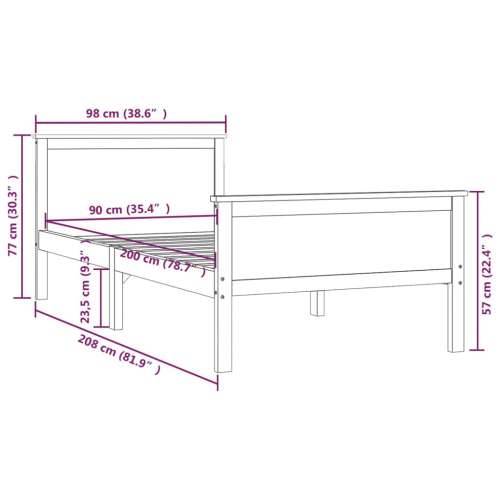 Okvir za krevet od masivne borovine 90 x 200 cm Smeđa 90 x 200 cm Cijena