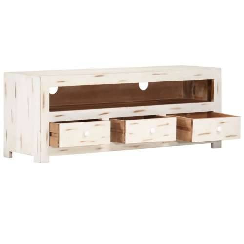 TV ormarić od masivnog drva bagrema 110 x 30 x 40 cm bijeli - Bijela 1 Cijena