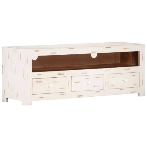 TV ormarić od masivnog drva bagrema 110 x 30 x 40 cm bijeli - Bijela 1 Cijena