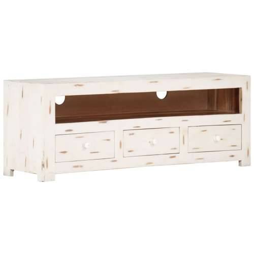 TV ormarić od masivnog drva bagrema 110 x 30 x 40 cm bijeli - Bijela 1 Cijena
