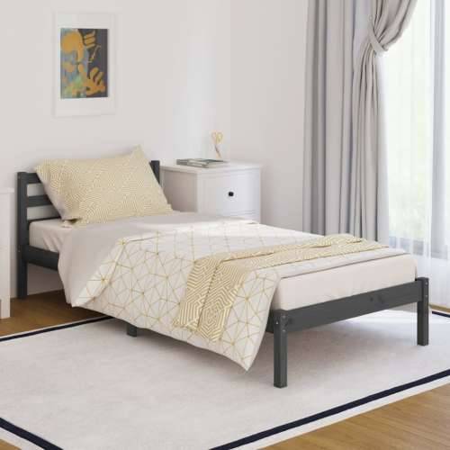 Okvir za krevet od masivne borovine 90 x 200 cm sivi