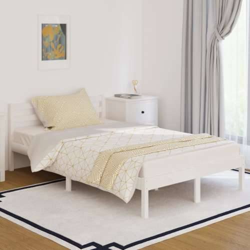 Okvir za krevet od masivne borovine 120 x 200 cm bijeli Cijena
