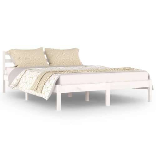 Okvir za krevet od masivne borovine 140 x 200 cm bijeli Cijena