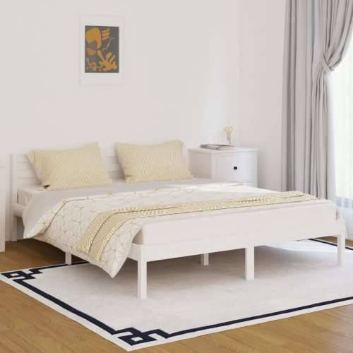 Okvir za krevet od masivne borovine 160 x 200 cm bijeli Cijena