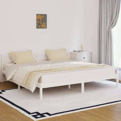 Okvir za krevet od masivne borovine 200 x 200 cm bijeli Cijena