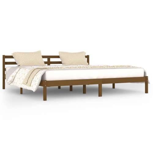Okvir za krevet od masivne borovine 200x200 cm smeđa boja meda Cijena