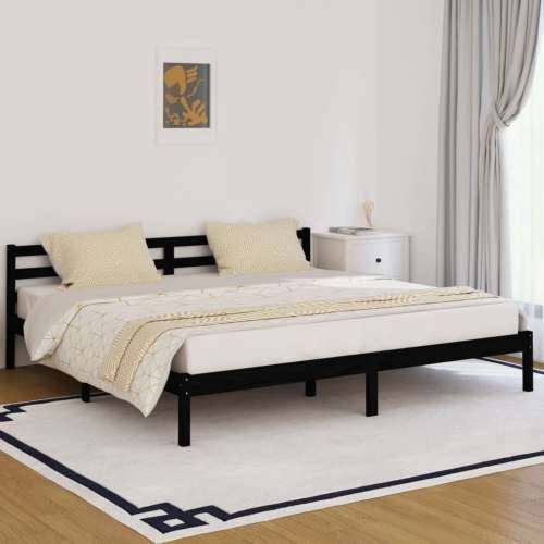 Okvir za krevet od masivne borovine 200 x 200 cm crni Cijena