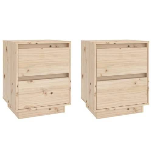 Noćni ormarići 2 kom 40 x 35 x 50 cm od masivne borovine - Prirodna 2 Cijena